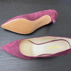 Women's Nine West Pointy Toe Pumps, Faux Suede Maroon Heels, size 7